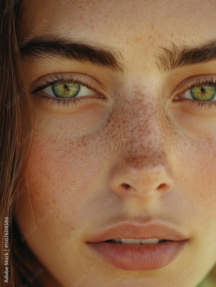 Fototapeta premium Woman with Freckles Close-Up