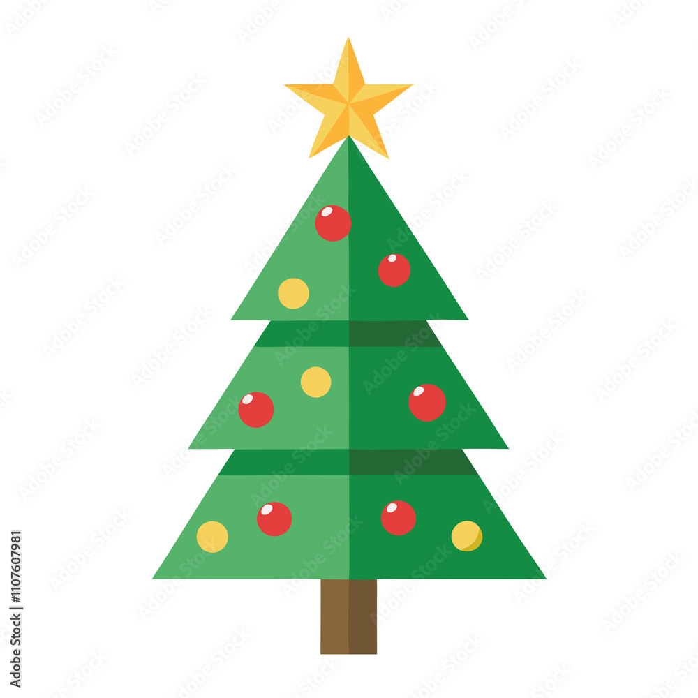 Fototapeta premium Christmas tree icon on white background