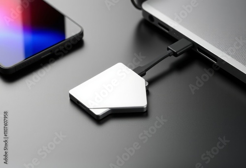 Portable SSD drive with a flat form factor and high speed data t photo