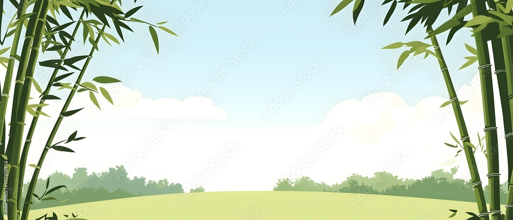 Obraz premium A field of bamboo with a blue sky in the background