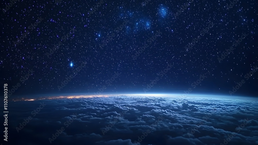 Obraz premium Planet skyline from space perspective