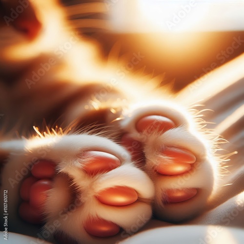  Sun Kissed Paws A close up of a cat's paws as the sunlight catc photo