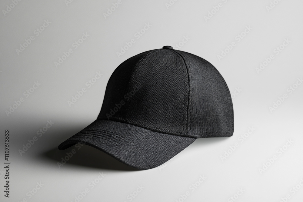 Black cap sitting on a white background ai generated Black cap sitting on a white background ai generated