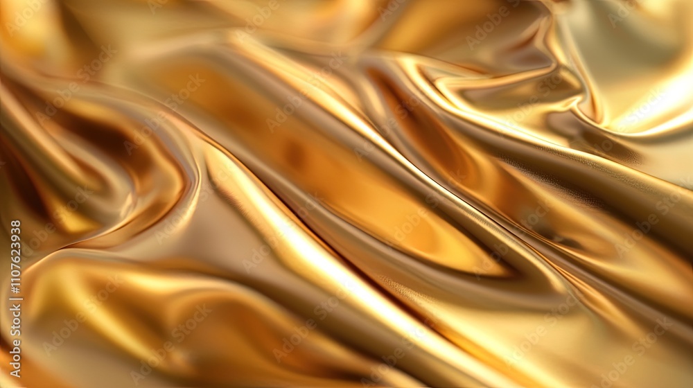 Fototapeta premium Golden Fabric Draped In Elegant Waves