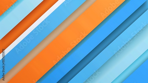 Abstract Diagonal Lines in Blue, Orange, White, and Tan