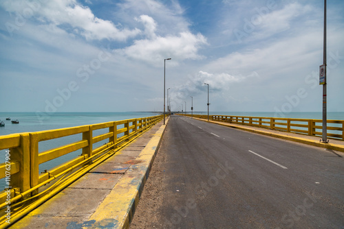 View of the Pamban bridge during the evening at Rameswaram, Tamil Nadu, India photo