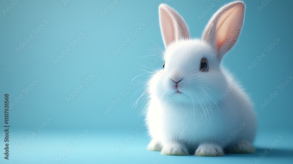 Obraz premium white rabbit on blue background