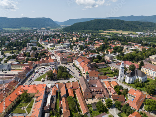Aerial view of the city of Roznava in Slovakia