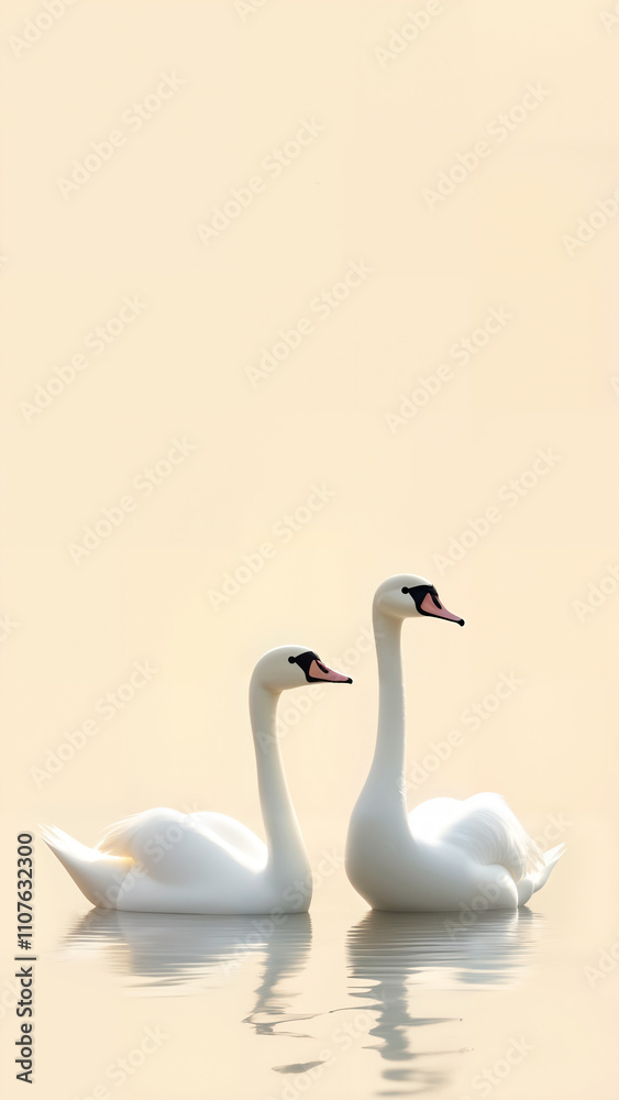 Obraz premium Elegant Swans on Beige Background