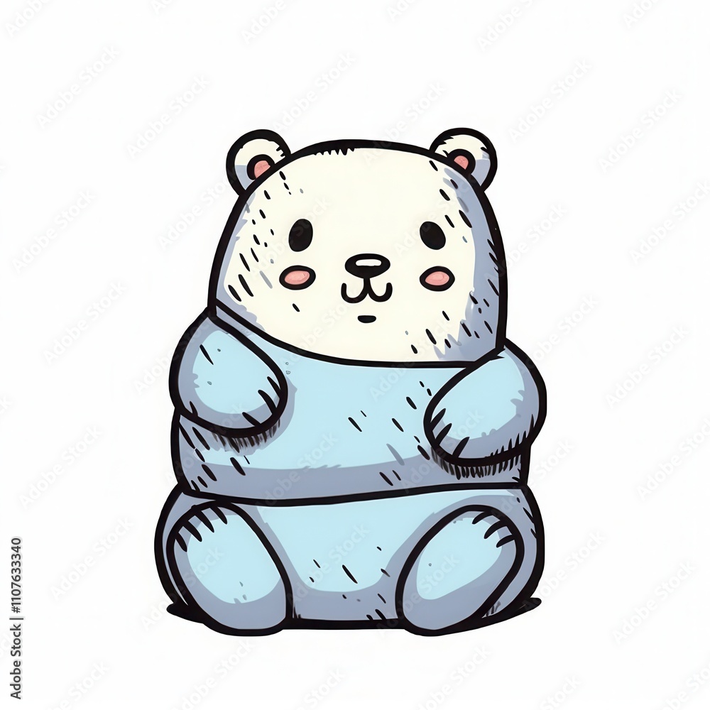 Fototapeta premium Cute cartoon panda with a blue design, displaying a cheerful expression and round features.