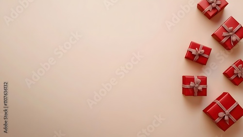 christmas gift box with red ribbon