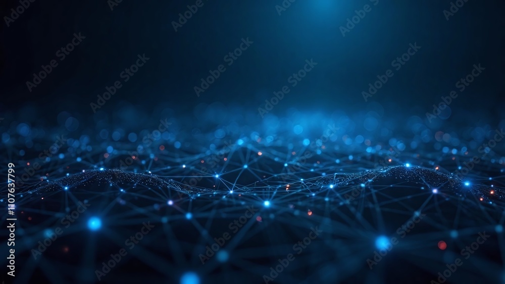 Network of interconnected nodes and lines in blue background Network of interconnected nodes and lines in blue background