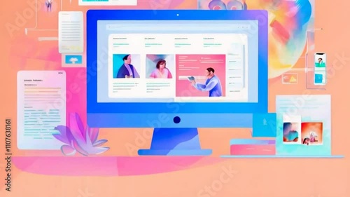 Wallpaper Mural A digital workspace showcasing user interface designs and analytics on a computer screen. Torontodigital.ca