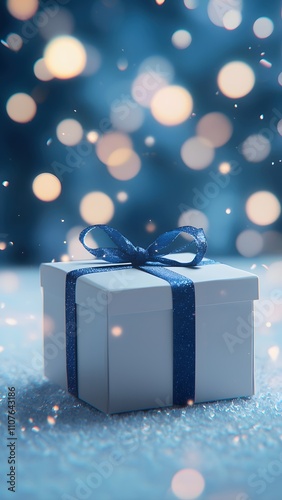 christmas gift box with snow