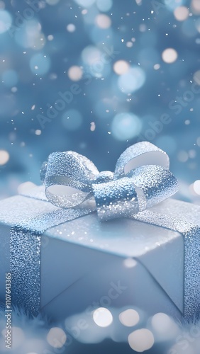 christmas gift box with snow