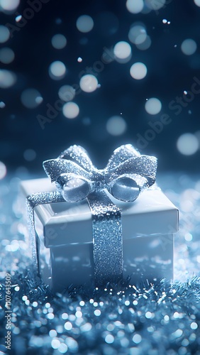 christmas gift box with snow
