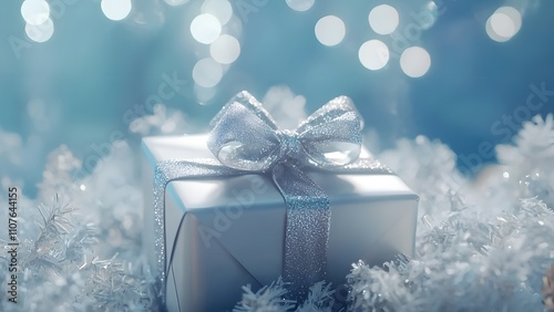 christmas gift box with snow