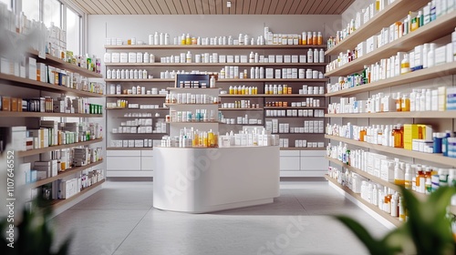 Wallpaper Mural Modern Pharmacy Store Interior With Well Stocked Shelves Torontodigital.ca