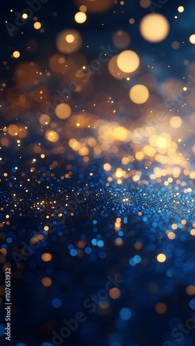 Dark blue background with golden starlight