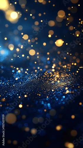 Dark blue background with golden starlight