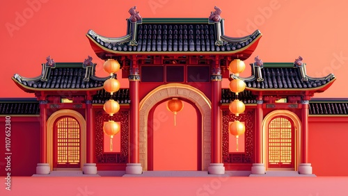 Chinese traditional ancient building gatehouse