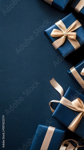 gift box with ribbon on dark blue background