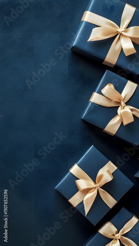 gift box with ribbon on dark blue background