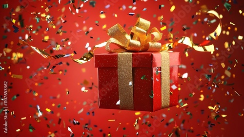 red gift box with ribbon