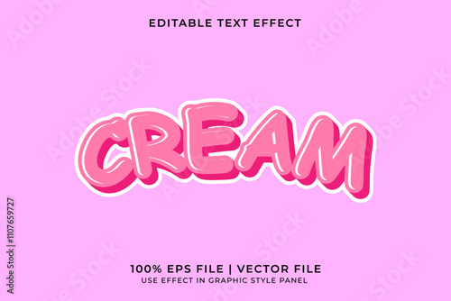 3D Cream editable vector text effect. Cute style text effect