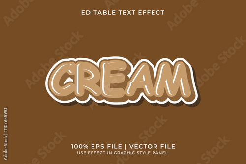 3D Cream editable vector text effect. Cute style text effect