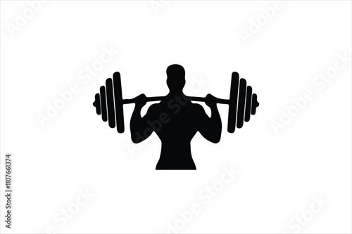 Weight lifting silhouette on white background. man gym vector.