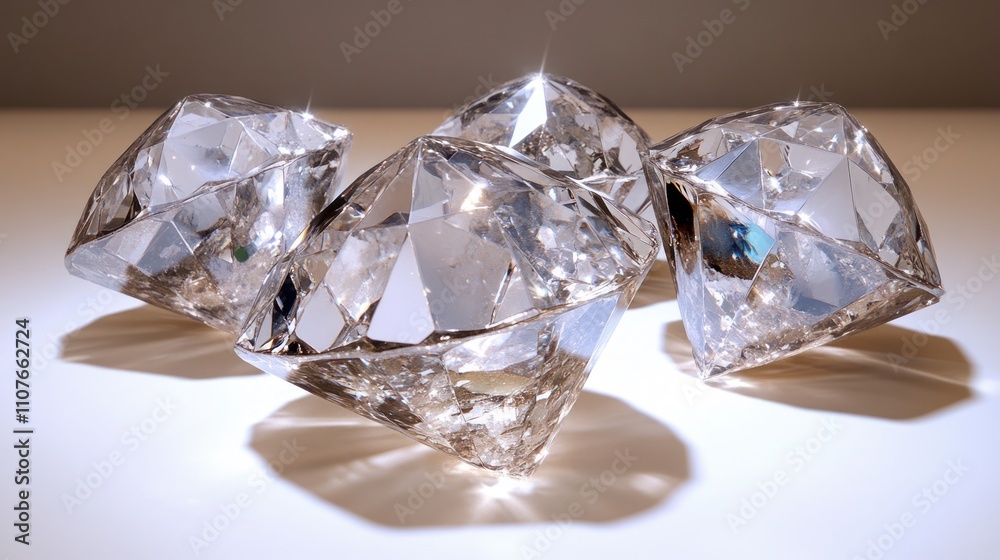 Sparkling Diamonds: A Close-Up of Three Dazzling Gems Sparkling Diamonds: A Close-Up of Three Dazzling Gems