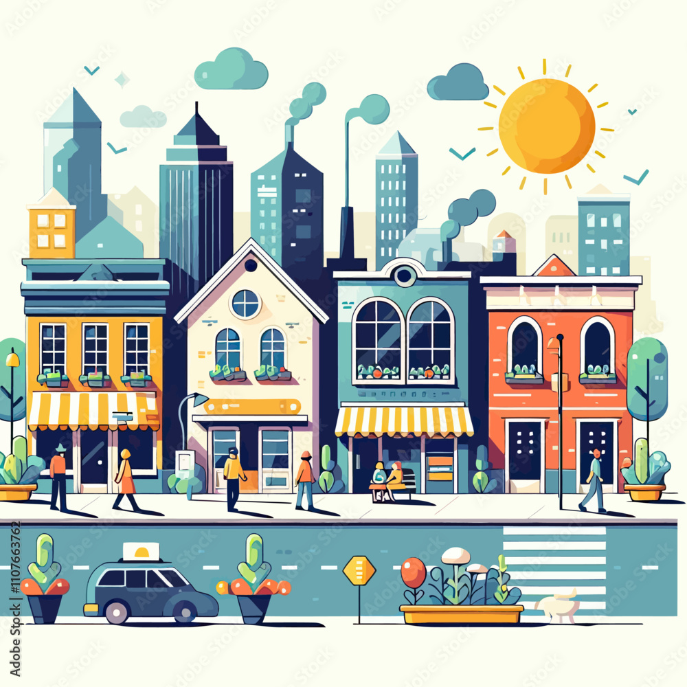 Naklejka premium city street scene
