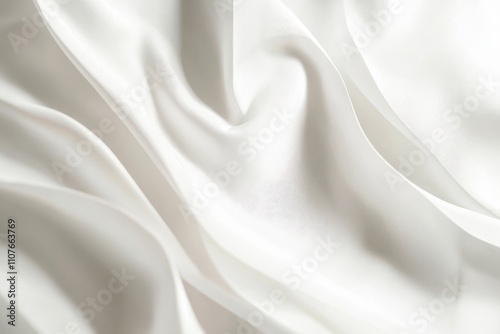 A close-up of soft, flowing white fabric, showcasing its smooth texture and gentle drapes.