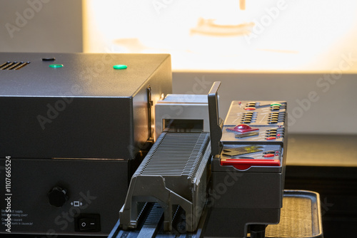 Slide projector  on use with picture on wall