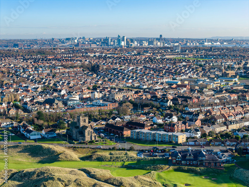 Wallasey town with St Nicholas Church, Wirral, England