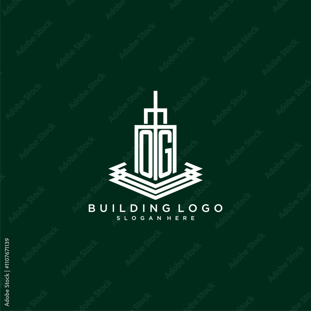 OG initial monogram building logo for real estate OG initial monogram building logo for real estate