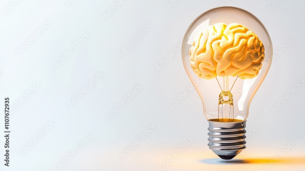 A light bulb encases a brain, symbolizing the fusion of ideas, creativity, and intellect in a visually striking design. A light bulb encases a brain, symbolizing the fusion of ideas, creativity, and intellect in a visually striking design.