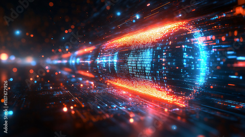 An abstract visualization of a modern chipset, with a glowing central processor unit radiating vibrant neon lines in shades of green and cyan.