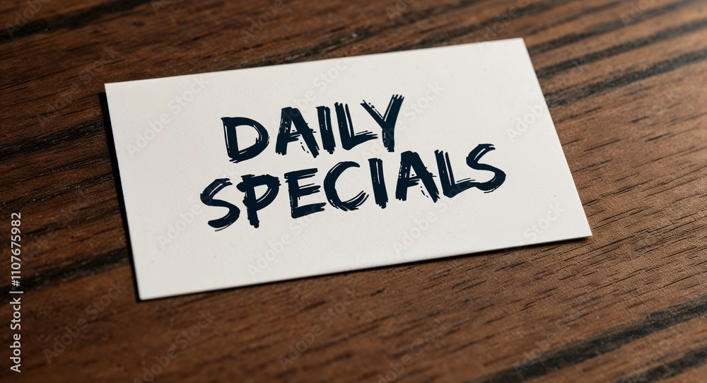 daily specials word written on a business card on table