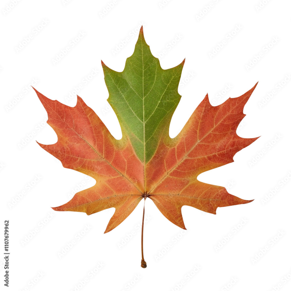 Obraz premium Single maple leaf isolated on a transparent background