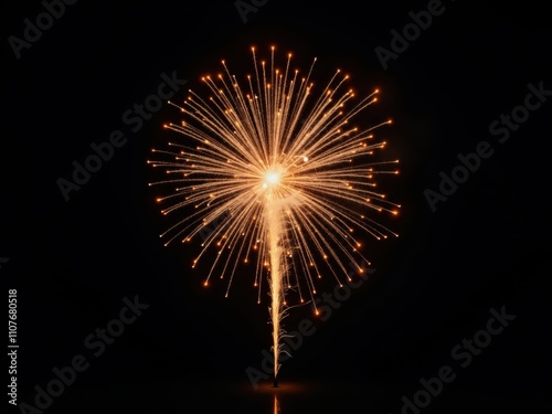 Bright orange fireworks exploding in the night sky