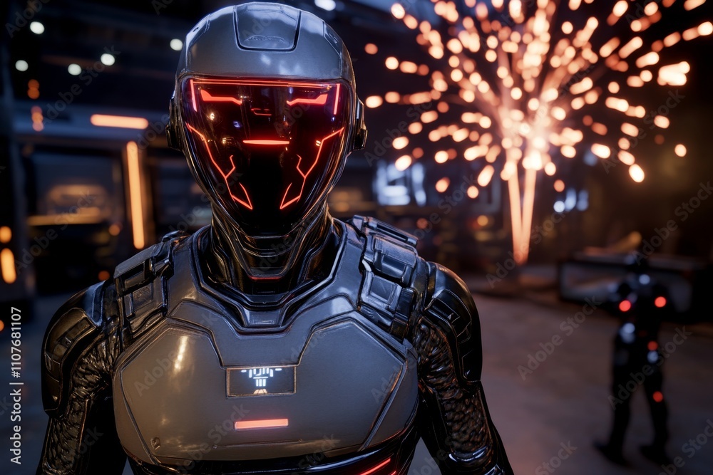 A futuristic celebration scene featuring holographic fireworks and a glowing neon dance floor A futuristic celebration scene featuring holographic fireworks and a glowing neon dance floor