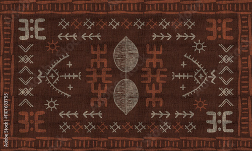 Tribal Style African Mud Cloth Carpet Bohemian Geometric Pattern Zigzag Tribal Design Illustration American Mud Cloth Pattern Bogolan Pattern Aztec Tribal Pattern For Textile Carpet