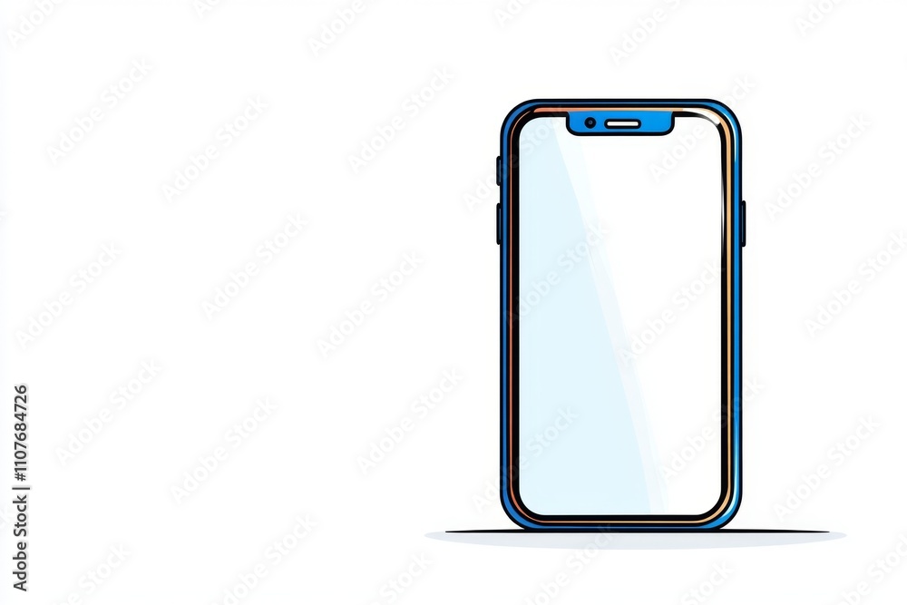 A minimalist illustration of a sleek cellphone outline, displayed on a plain white background A minimalist illustration of a sleek cellphone outline, displayed on a plain white background