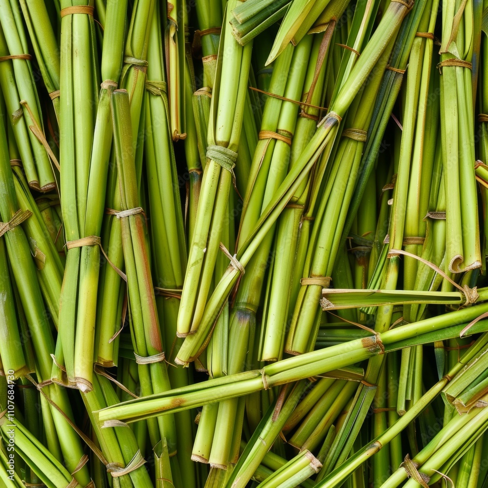 Obraz premium Lemongrass texture background, cymbopogon pattern, barbed wire grass banner, silky heads or oily heads