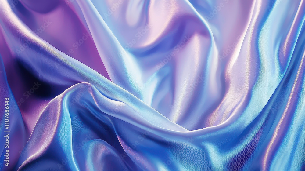 Obraz premium Smooth silk satin fabric in shades of blue and purple, creating luxurious and elegant texture. flowing drapes evoke sense of softness and sophistication