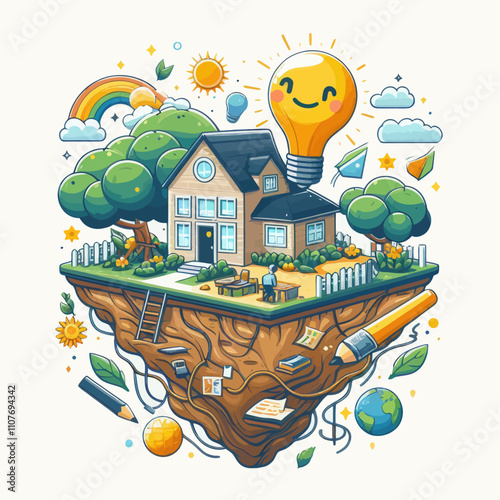 illustration of a city with trees