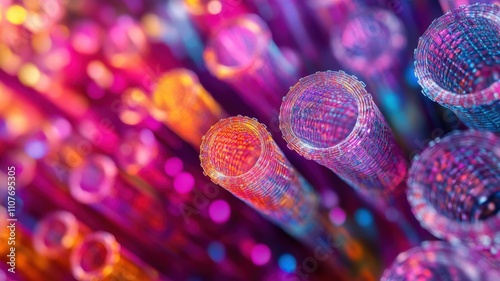Bonding structure of materials science are relying on knowledge from physics chemistry biology and geology. Colorful abstract background of textured tubes.