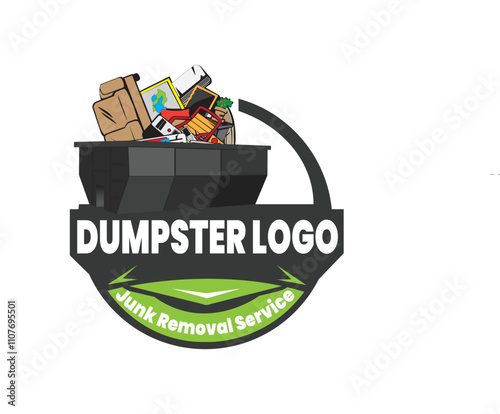 Junk Removal logo design, Dumpster logo, truck vector, 